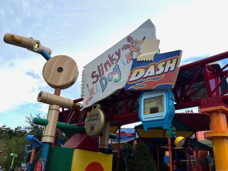 slinky dog dash lightning lane at disneys hollywood studios